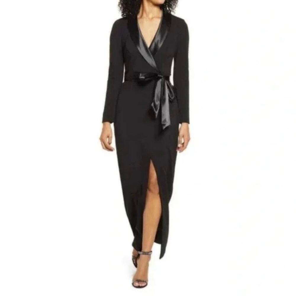 Eliza J Long Sleeve Black Tuxedo Gown Sz.10 NWT